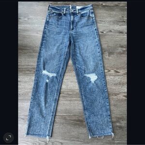 Rag Bone Nina High Rise Cigarette Ankle Jean Bloomfield Wash Raw Hem Womens 26